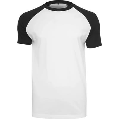 Build Your Brand - Raglan Contrast T-Shirt - White/Black maat S
