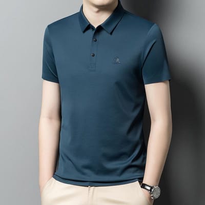 Heren T-shirt met korte mouwen Casual Dunne Revers Poloshirt Zomer Nieuw Midden-Oud Naadloos Effen Kleur Top Heren XL
