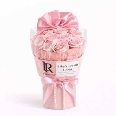 LA ROSELLE AMSTERDAM Kunstrozen in Giftbox - Rozenbox met Knuffel – roze rozen boeket met strik