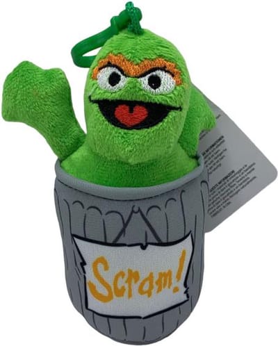 Sesamstraat rugzak clip - Oscar - 15 cm - Sleutelhanger - Pluche