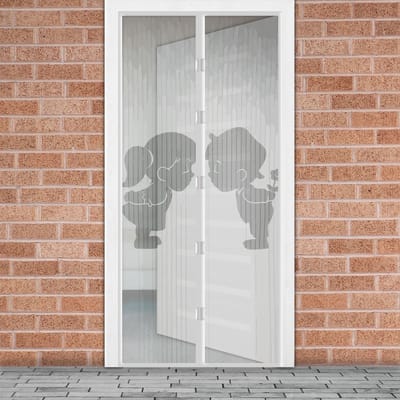 Magnetisch Vliegengordijn / Hordeur Tegen Insecten – Hor met Magneten – Jongen en Meisje Patroon – 100 x 210 cm – Zelfsluitend – Met Klittenband – Wasbaar en UV-Bestendig [11398F]