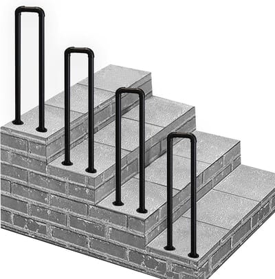 Metalen Leuning - Trapondersteuning Buiten - Veilig Traplopen - Roestwerende Coating - 55 cm Lengte - Zwart
