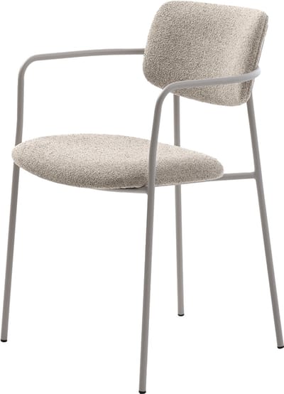 Olivine Chase Metalen Eetkamerstoel Lichtgrijs - Scandinavisch - Eettafelstoel - Armleuning