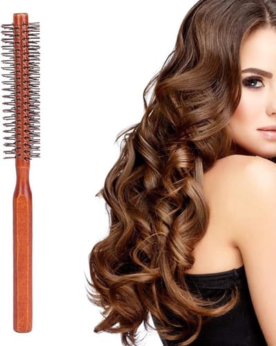 Ronde Mini Haarborstel voor Kort Haar, 1 Inch Quiff Roller met Nylon Haren, Ideaal voor Haarstyling, Föhnen en Salon Gebruik