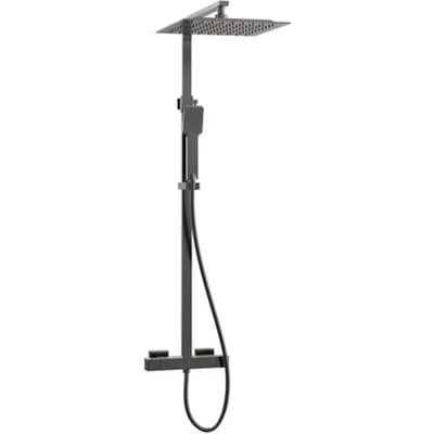 Essebagno Regendouche Quartos - Met Thermostatische Kraan - Grijs - Vierkant - Met Handdouche - 15cm Hartafstand - Waterbesparend