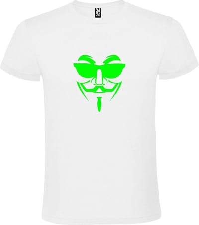 Wit T shirt met print van " Vendetta " print Neon Groen size M