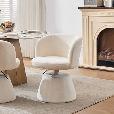 Barkruk - 1 Stuk - Verstelbare Hoogte 360° Draaibaar Chenille Gestoffeerde Rond Stoel - Keuken Eiland Bar Slaapkamer - Chenille - Crème Beige