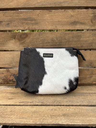 Bag2Bag Stijlvolle Leren Crossbody tas / Schoudertas met Koeienhuid Sintra Black - print 2
