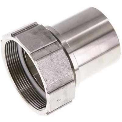 63 mm & G2-1/2'' RVS 1.4401 Slangpilaar Wartelmoer Vlakke PTFE Afdichting en Veiligheidskraag EN 14420-5 (DIN 2817)