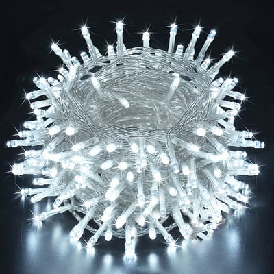 Rosnek 20M 200LED Wit LED Lichtsnoer - Kerstverlichting met Timer & Geheugenfunctie - 8 Verlichtingsmodi, IP44 - Voor Tuin, Feesten en Buiten