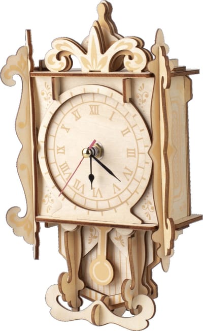 De Bouwplaats Houten bouwpakket klok - Klassieke wandklok met slingeruurwerk