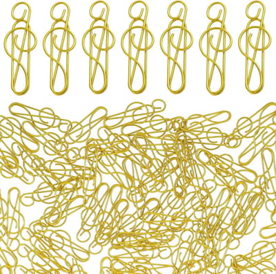 100 Stuks Gouden Paperclips met Muzieknoten Motief voor Kantoor en Schoolgebruik, Archiveren en Organiseren