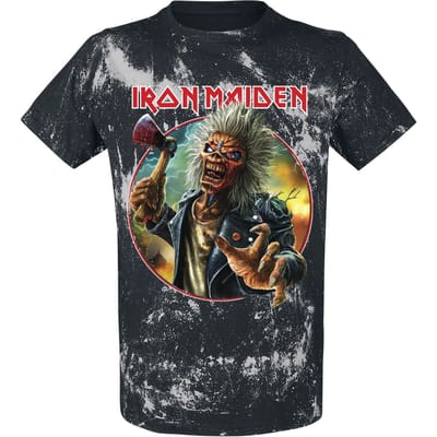 Iron Maiden T-shirt - Axe Eddie Blacksplattered - S tot 4XL - voor Mannen - zwart-grijs