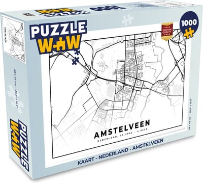 Puzzel Kaart - Nederland - Amstelveen - Legpuzzel - Puzzel 1000 stukjes volwassenen