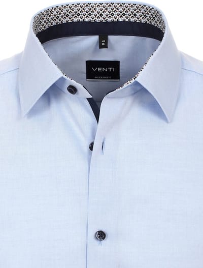 Blauw Overhemd Heren Strijkvrij Modern Fit Venti - XL