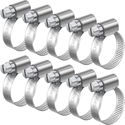 Dailygoods - Bolatus 20-32 mm verstelbare slangklemmen, 10 stuks roestvrijstalen wormaandrijvingsklemmen voor het beveiligen van verbindingen thuis gaspijp, waterleiding en brandstofleiding