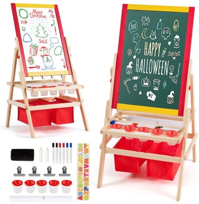 Zenzee Krijtbord - Tekenbord - Whiteboard - Voor Kinderen - Educatief Speelgoed - Hout - 53 x 52 x 106,5 cm