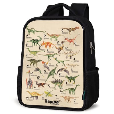 NoBoringSuitcases.com® - Rugzak zwart - Schooltas jongen & meisje - Dino alfabet - Rugtas voor school - Boekentas kind - Schoolrugzak - Kinderrugzak