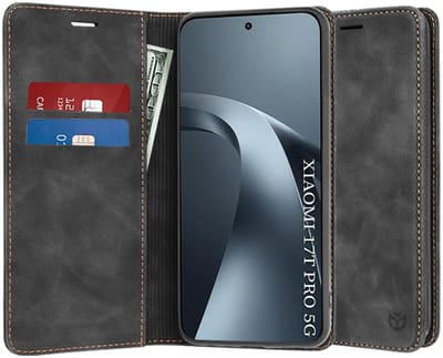 Hoesje geschikt voor Xiaomi 17T Pro - Techsuit Confy Book Wallet Case - Zwart