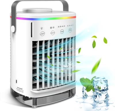 Mobiele airco -Mobiele airco zonder afvoerslang - Mobiele airco voor slaapkamer - Draagbare Aircooler -Voor Slaapkamer Woonkamer - 4 Snelheden - Airconditioning - LED Verlichting - Draagbare airconditioner