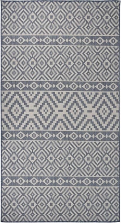 vidaXL - Buitenkleed - met - patroon - platgeweven - 80x150 - cm - blauw