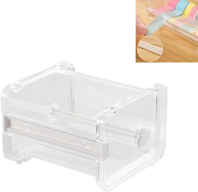 Tape dispenser - Plakbandhouder - Bureau accessoire - Kantoor opbergaccessoire - Transparant zichtbaar, snijdt soepel, stapelbaar - ABS en PS kunststof - 10,3×9,2×7,1 cm - Geschikt voor kantoor, thuis en hobby - Transparant