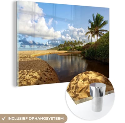 ® Glasschilderij 180x120 cm - Schilderij acrylglas - Groene natuur bij de Encontro das Águas - Foto op glas - Muurdecoratie woonkamer - Wanddecoratie slaapkamer - Schilderijen
