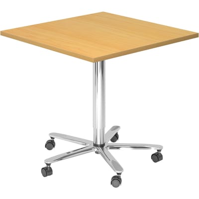 Vergadertafel | Esdoorn/Chroom | 80 x 80 cm x 72-114 cm | Bistro 88Q C