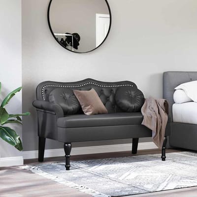 vidaXL - Chesterfield - Bank - Zwart - 120,5 - x - 65 - x - 75 - cm - Kunstleer