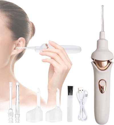 Elektrische Oorsmeer Verwijderaar - Oorreinigingsset met LED lampje - Oplaadbaar Oorreiniger - Otoscoop - Oorlepeltje - Ear Cleaner - Oorpoetsapparaat - Voor Oorsmeerverwijdering - Wit