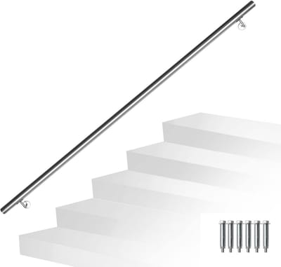 RVS Trapleuning 200 cm voor Binnen en Buiten - Inclusief Wandhouders
