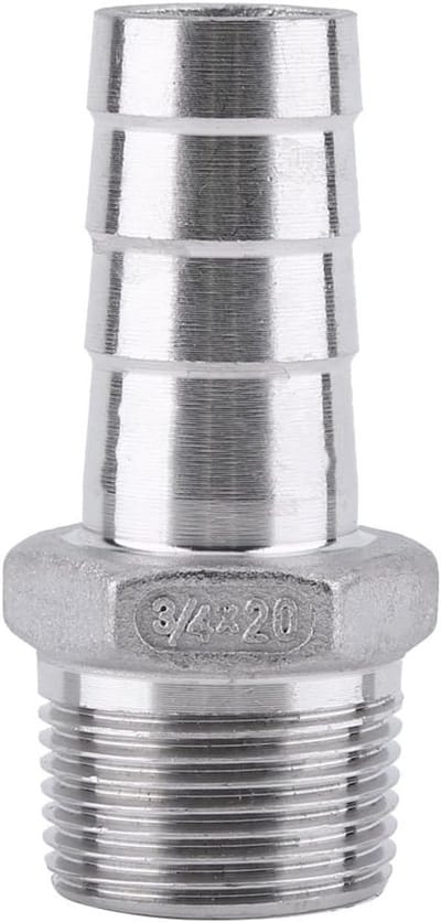 Hose connector voor tuinslangen, RVS BSP plug 3/4 x 20 mm, waterdichte aansluiting, duurzaam en corrosiebestendig