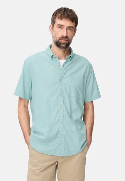 camel active Korte mouwen shirt van linnenmix - Maat menswear-L - Oceaan Groen