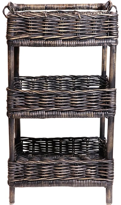 Rieten Kruidenrek Blackwash - 45x32xH80 cm