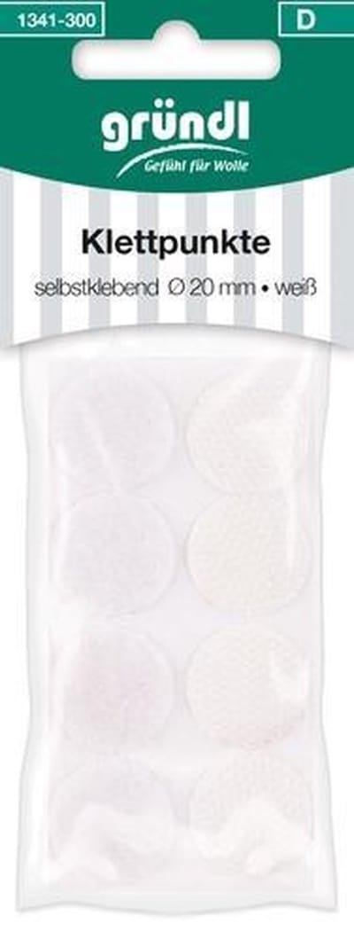 1341-300 Klittenband rondjes zelfklevend wit 8st