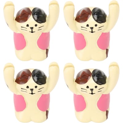 4 Pièces Pince Photo Dessin Animé Style Chat Mignon Résine Durable Stable Accrocheur Porte-Notes Animal pour Mariage Fête Bureau beige