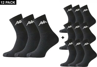 Kappa - Trisper Tennis Sock 12 pack - Voordeelpack Sokken - 35 - 38 - Zwart