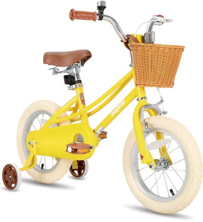 Joystar Fantasy Kinderfiets voor Meisjes - 16 Inch - Mand - Zijwieltjes - Bel - Handrem - Geel - Geschikt voor buitenactiviteiten in de lente