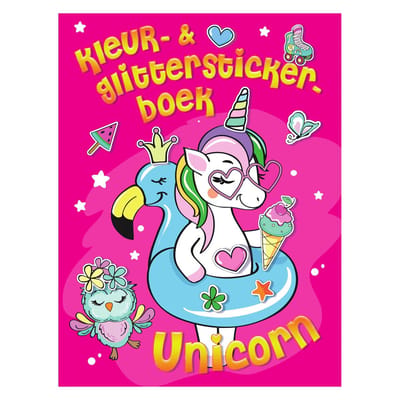 Unicorn Kleur- & glitterstickerboek Educatieve boeken (spelletjes en raadsels)