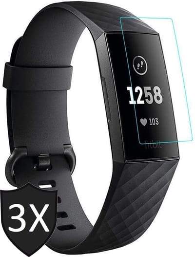 Screenprotector geschikt voor Fitbit Charge 4 - Glas PET Folie Screen Protector - 3 Stuks