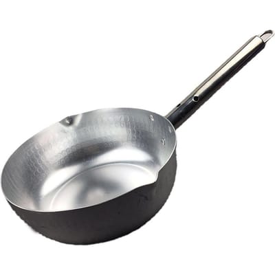 Casserole Yukihira Alliage d'aluminium Ronde Manche en acier inoxydable Chauffage rapide Poêle à neige japonaise pour cuisine maison 8.7in Opening (for Open Fire)