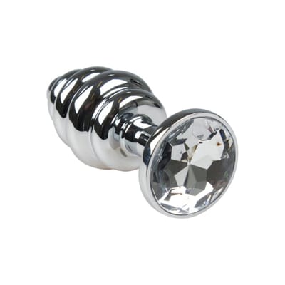 Geribbelde Metalen Buttplug - Diamant