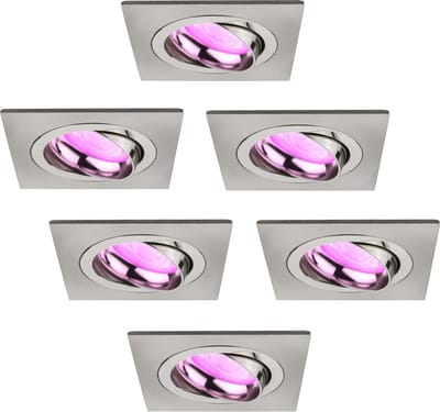 Ledvion - 6X SMART LED Inbouwspot Sevilla - Dimbaar - WiFi - RVS