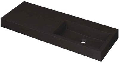 INK Momento Wastafel Quartz Wasbak Rechts Zonder Kraangat - 1200x450x90 mm - Quartz Zwart