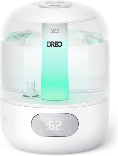 Dreo 3L Ultrasonic Humidifier Bedroom Humidifier Ultrasonic Cold Mist Humidifier with 30 Hours Running Time Top Fill Moisture Sensor Diffuser