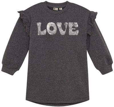 DAILY7 Sweatdress Print Truien & Vesten Meisjes - Sweater - Hoodie - Vest- Antraciet - Maat 104