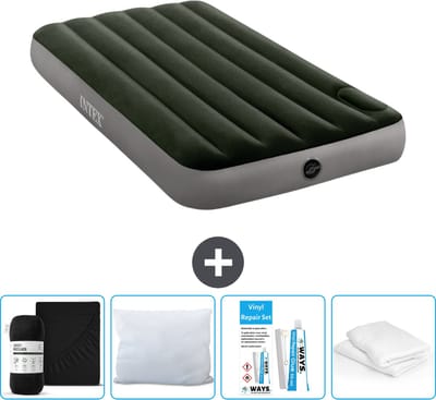 Intex Luchtbed - 1-Persoons - 99 x 191 x 25 cm - Groen - Inclusief Hoeslaken - Kussen - Kussenbeschermer en Reparatieset