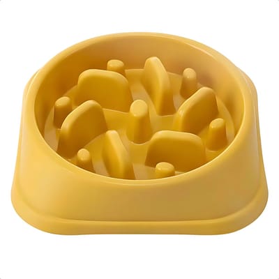JAXY - Anti Schrokbak - Slowfeeder Hond en Kat - Voerbak - Anti-Slip Schrokbak - Voerpuzzel - Anti Schrok Hondenvoerbak - Slow Feeder Honden Voerbak - ⌀ 20,3 cm - Mosterdgeel