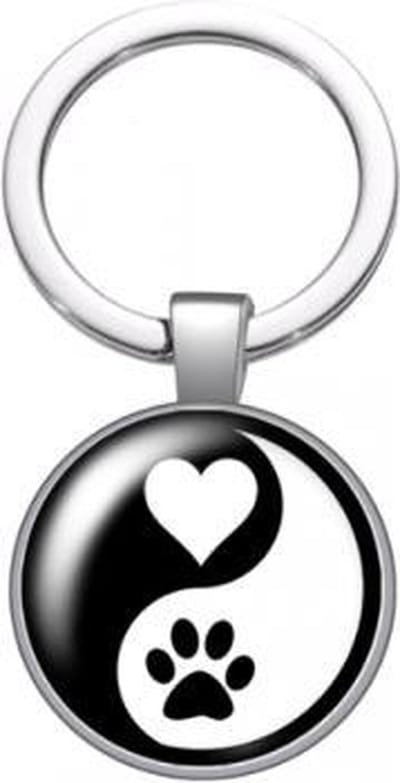 Akyol - Yin Yang Sleutelhanger - Hondenpoot Sleutelhanger - Hond sleutelhanger - Sleutelhanger hond - Dieren - Huisdier cadeau - Honden - Dogs keychain - Hondenaccessoires - Hondenspeelgoed