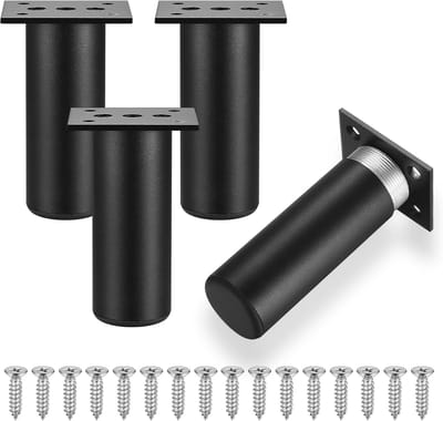 QTTVBTNA 4-delige Verstelbare Meubelpoot Set 10 cm – Aluminium Meubelpootjes voor Bank, Kast, Tafel en Bureau – Zwart